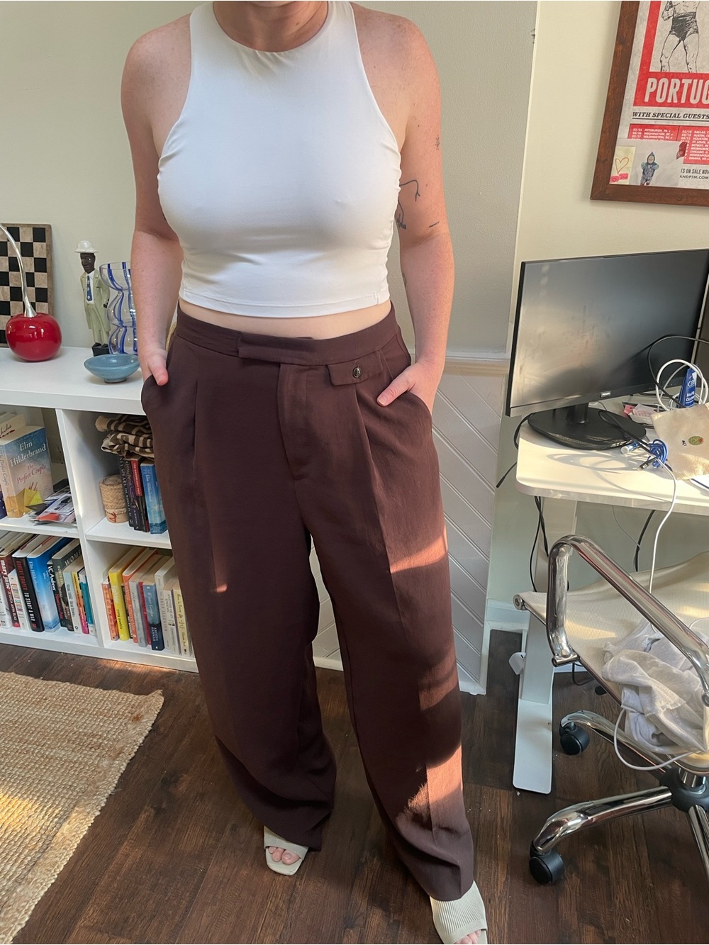 Madewell Chocolate Brown Wide Leg Trouser Pants | Size 14